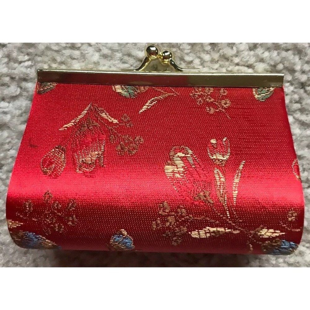 Coin Purse Red Floral Clutch Wallet New No Tag No Box